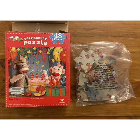 Sock Jungle Sock Monkey Lot Of Two  48 Piece Jigsaw Puzzle Complete - Picture 4 of 4